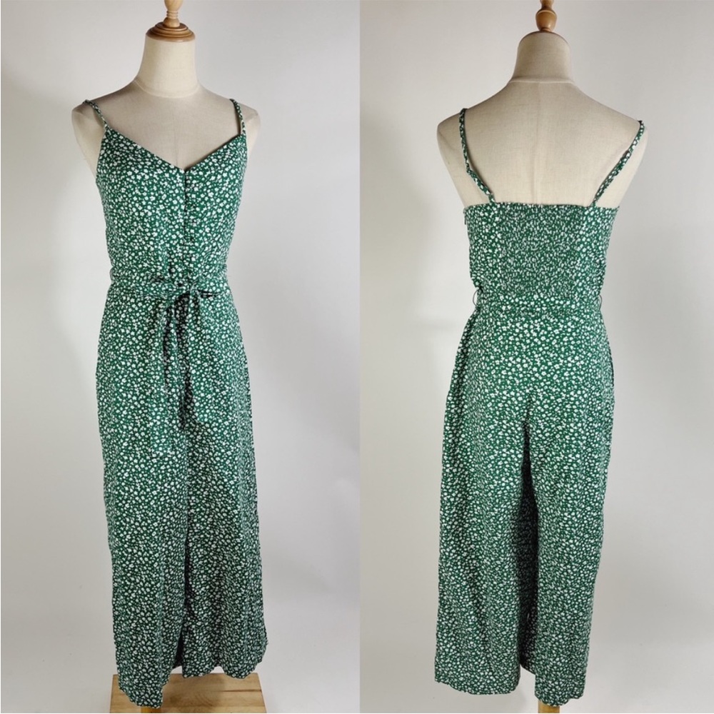 Banana Republic Green Wide Leg Floral Jumpsuit Size 2